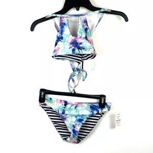 Splendid Girl’s Blue Multicolored Bikini Set Size 12